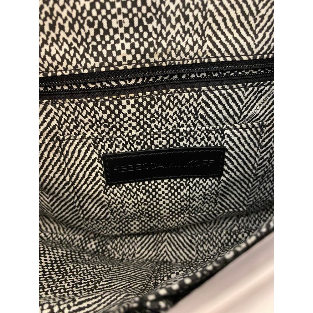 Rebecca Minkoff Crossbody Purse Bag Gray Beige Velvet Chain Quilted Affair Work - Picture 9 of 12